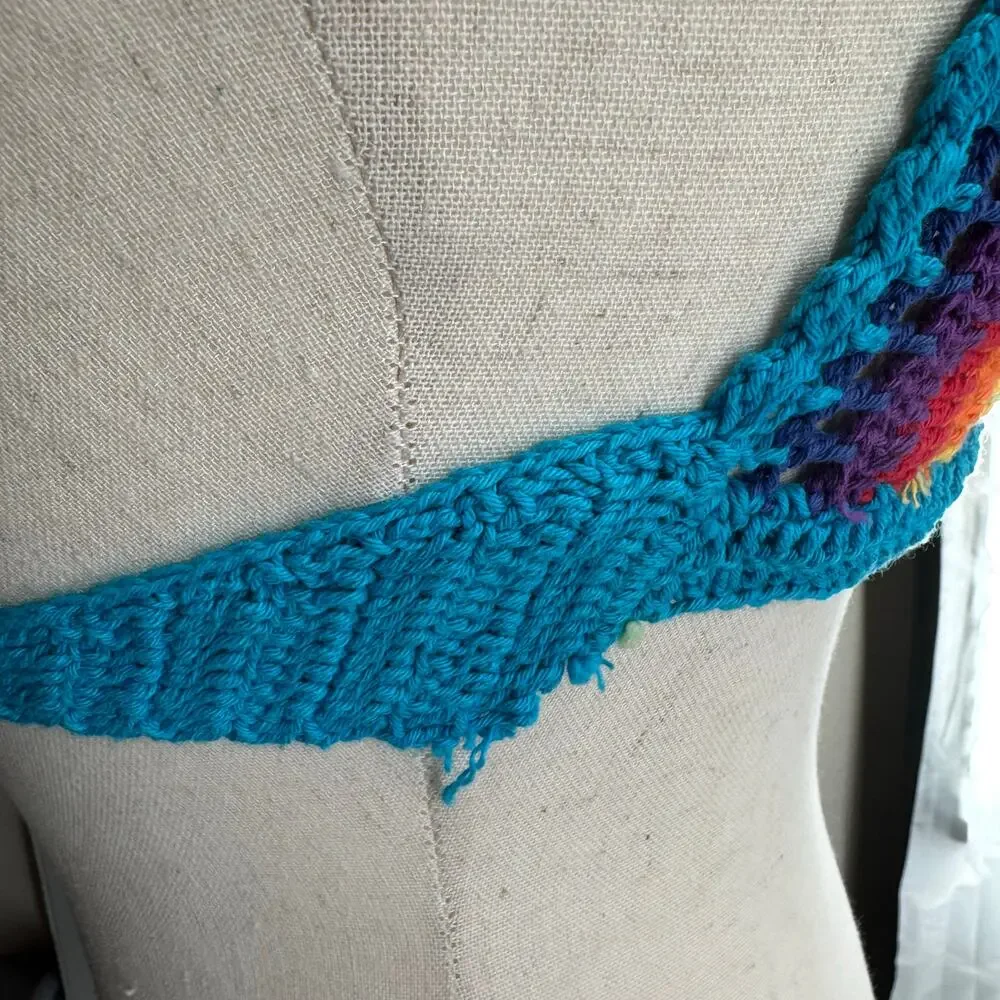 Island Planet Rainbow Crochet Knit Bikini Top Womens Small‎ Festival Boho